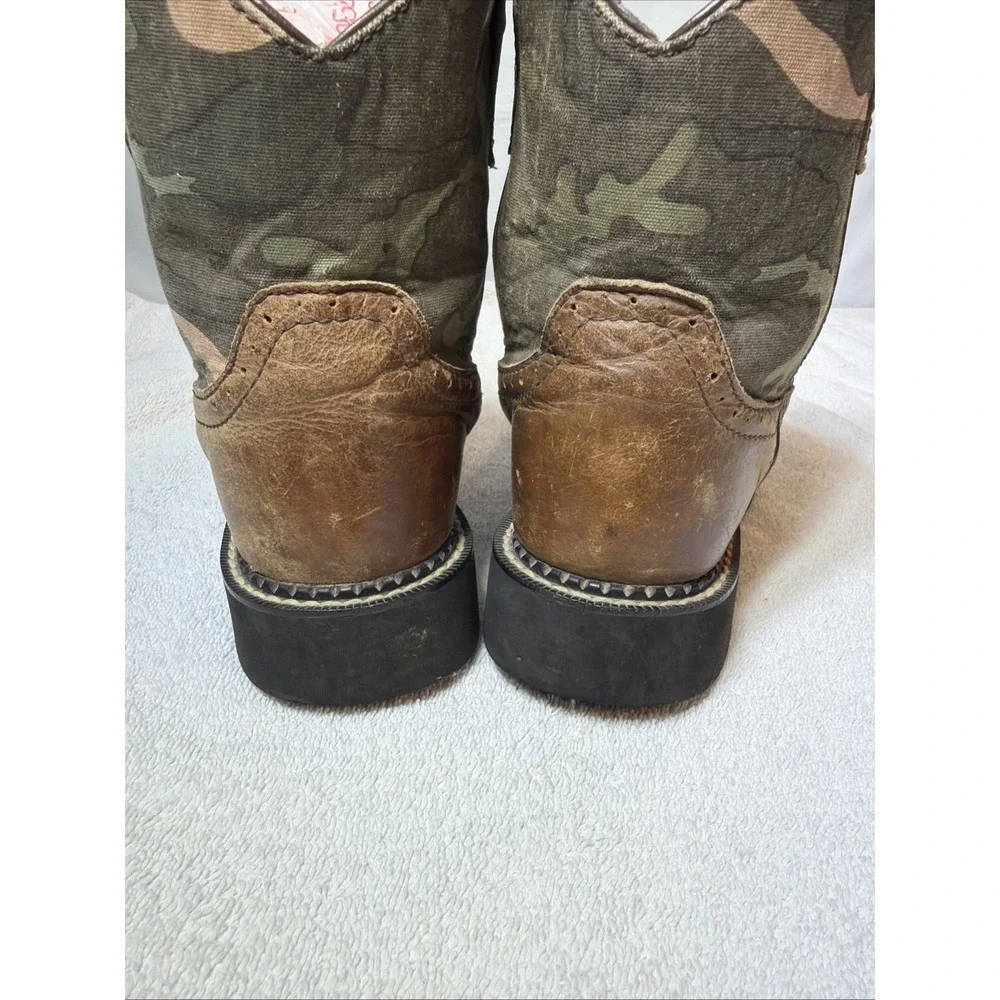 Justin K'S Kids Boots 9913Y Brown Leather Camo Size 3 D Pull On